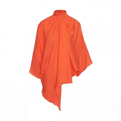 Bluzat Women's Orange Asymmetric Elegant Blouse