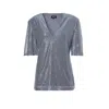BLUZAT WOMEN'S OVERSIZED GREY SEQUINED BLOUSE WITH SIDE SLIT