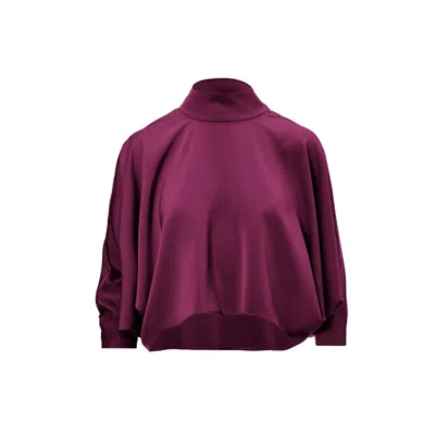 Bluzat Women's Pink / Purple Burgundy Asymmetrical Blouse In Pink/purple