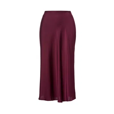 Bluzat Women's Pink / Purple Burgundy Satin Midi Skirt In Pink/purple