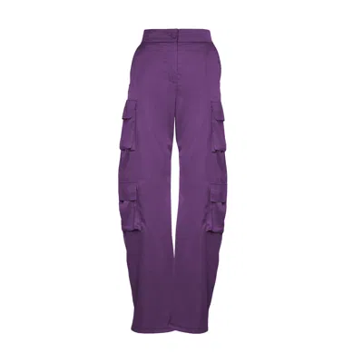 Bluzat Women's Pink / Purple Deep Purple Cargo Trousers With Pockets In Pink/purple