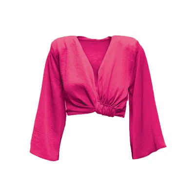 Bluzat Women's Pink / Purple Fuchsia Blouse With Flared Sleeves In Pink/purple