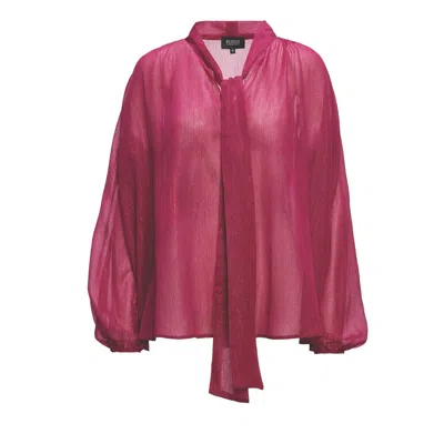 Bluzat Women's Pink / Purple Fuchsia Blouse With Inserts And Scarves In Pink/purple