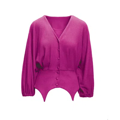 Bluzat Women's Pink / Purple Fuchsia Blouse With Puffed Sleeves In Pink/purple