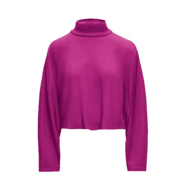 Bluzat Women's Pink / Purple Fuchsia Knitted Oversized Blouse In Pink/purple