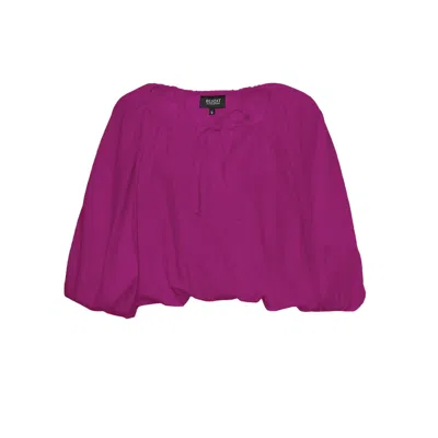 Bluzat Women's Pink / Purple Fuchsia Linen Flowy Blouse In Pink/purple
