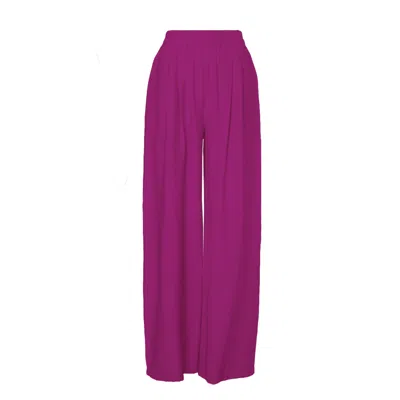 Bluzat Women's Pink / Purple Fuchsia Linen Wide Leg Trousers In Pink/purple