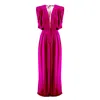 Bluzat Women's Pink / Purple Fuchsia Maxi Draped Jumpsuit In Pink/purple