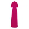 Bluzat Women's Pink / Purple Fuchsia Maxi Dress With Cut-out And Slit