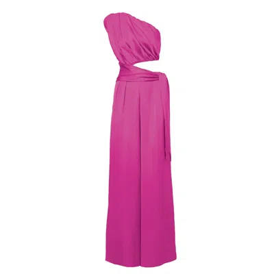 Bluzat Women's Pink / Purple Fuchsia Maxi Jumpsuit With Svarves In Pink/purple