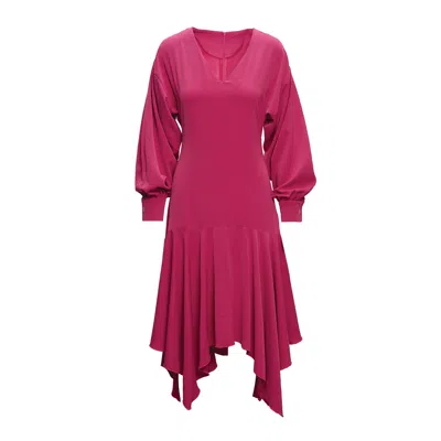 Bluzat Women's Pink / Purple Fuchsia Midi Dress In Pink/purple