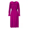 Bluzat Women's Pink / Purple Fuchsia Midi Dress With Ring Detail And Pleats In Pink/purple