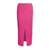 Bluzat Women's Pink / Purple Fuchsia Midi Skirt With Front Slit In Pink/purple