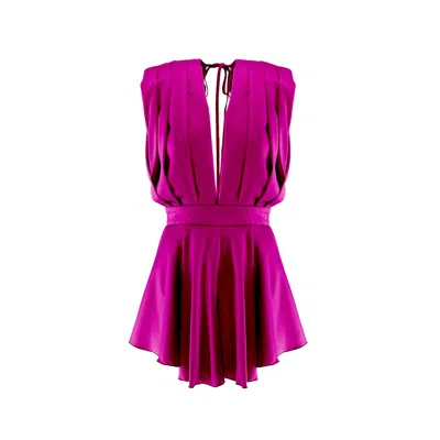 Bluzat Women's Pink / Purple Fuchsia Mini Draped Jumpsuit In Pink/purple