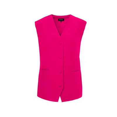 Bluzat Women's Pink / Purple Fuchsia Oversized Vest With Buttons In Pink/purple