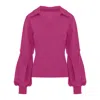 Bluzat Women's Pink / Purple Fuchsia Puff-sleeve Blouse