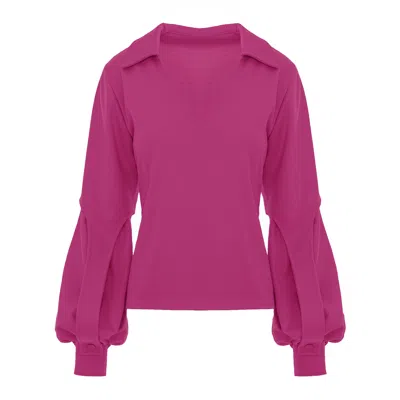 Bluzat Women's Pink / Purple Fuchsia Puff-sleeve Blouse In Multi