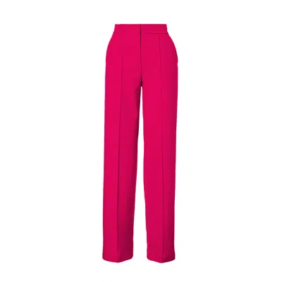 Bluzat Women's Pink / Purple Fuchsia Straight-cut Trousers With Stripe Detail In Pink/purple