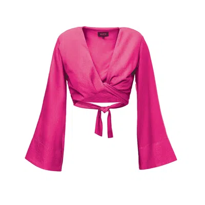 Bluzat Women's Pink / Purple Fuchsia Top With Flared Sleeves In Pink/purple
