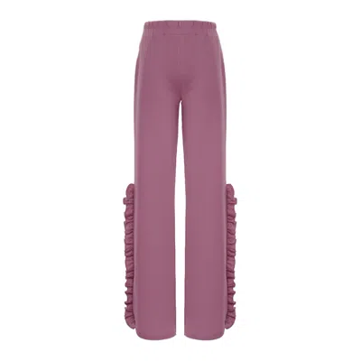 Bluzat Women's Pink / Purple Fuchsia Trousers With Ruffles In Multi