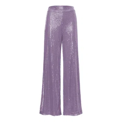 Bluzat Women's Pink / Purple Lila Sequin Embellished High-waist Trousers In Pink/purple