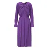 Bluzat Women's Pink / Purple Midi Purple Dress With Ring Detail And Pleats In Pink/purple
