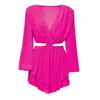 Shop Bluzat Women's Pink / Purple Neon Pink Mini Jumpsuit With Cut-out In Pink/purple