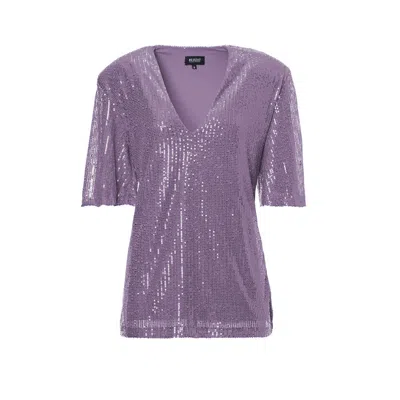 Bluzat Women's Pink / Purple Oversized Lilac Sequined Blouse With Side Slits