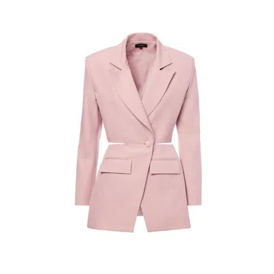 Bluzat Women's Pink / Purple Pastel Pink Blazer With Waistline Cut-out In Pink/purple