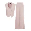 Bluzat Women's Pink / Purple Pastel Pink Linen Suit With Cut-out Vest And Straight-cut Trousers In Pink/purple