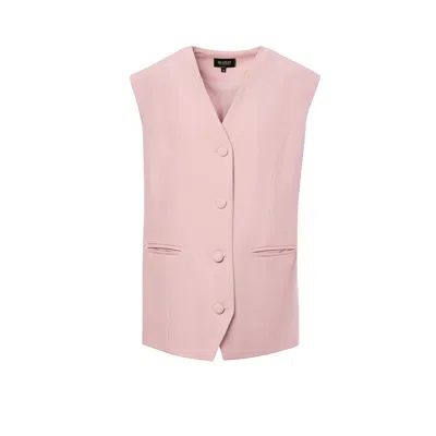 Bluzat Women's Pink / Purple Pastel Pink Oversized Vest With Buttons In Pink/purple