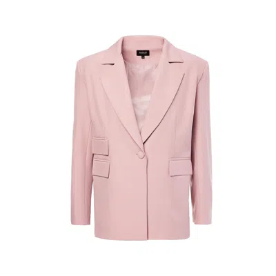 Bluzat Women's Pink / Purple Pastel Pink Regular Blazer With Double Pocket In Pink/purple