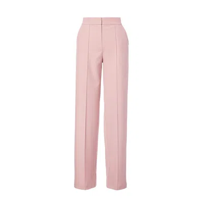 Bluzat Women's Pink / Purple Pastel Pink Straight-cut Trousers With Stripe Detail In Pink/purple