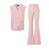 Bluzat Women's Pink / Purple Pastel Pink Suit With Oversized Vest And Flared Trousers In Pink/purple
