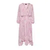 Bluzat Women's Pink / Purple Pink Midi Dress In Abstract Print With Pleats In Pink/purple