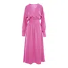 Bluzat Women's Pink / Purple Pink Midi Dress With Corset