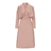 Bluzat Women's Pink / Purple Pink Midi Dress With Draping And Buttons In Pink/purple