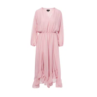 Bluzat Women's Pink / Purple Pink Midi Dress With Shimmery Inserts In Pink/purple