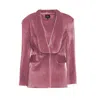BLUZAT WOMEN'S PINK / PURPLE PINK VELVET BLAZER
