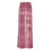 BLUZAT WOMEN'S PINK / PURPLE PINK VELVET STRAIGHT TROUSERS
