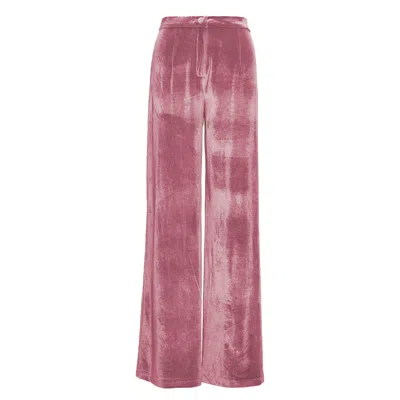 Bluzat Women's Pink / Purple Pink Velvet Straight Trousers In Pink/purple
