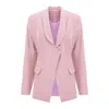 Bluzat Women's Pink / Purple Powder Pink Blazer With Front Button In Pink/purple