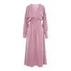 Bluzat Women's Pink / Purple Powder Pink Midi Dress With Corset