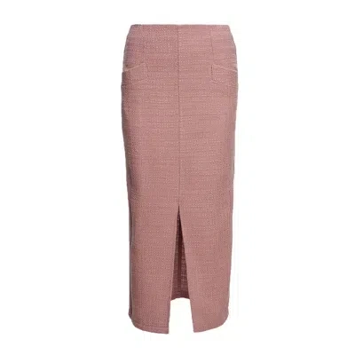 Bluzat Women's Pink / Purple Powder Pink Midi Skirt In Pink/purple