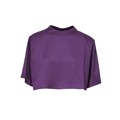 Bluzat Women's Pink / Purple Purple Cropped Satin T-shirt In Pink/purple
