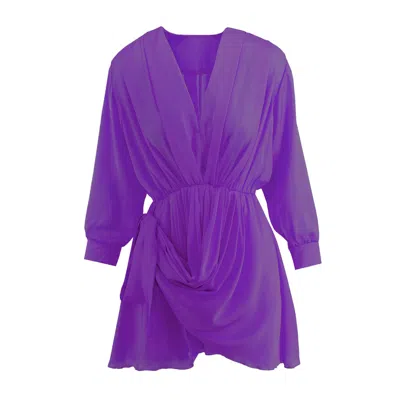 Bluzat Women's Pink / Purple Purple Dress With Adjustable Draping In Pink/purple