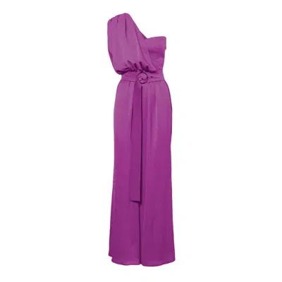 Bluzat Women's Pink / Purple Purple Maxi Jumpsuit With Belt In Pink/purple