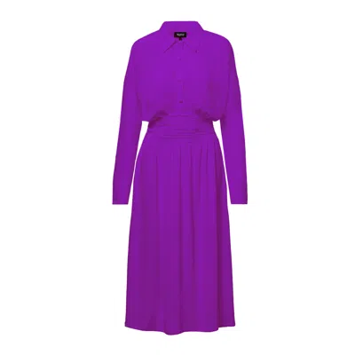 Bluzat Women's Pink / Purple Purple Midi Dress With Corset In Pink/purple