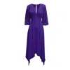Bluzat Women's Pink / Purple Purple Midi Dress With Pleats And Midi Sleeves In Pink/purple
