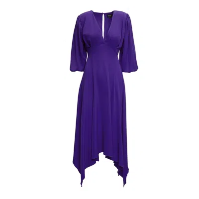 Bluzat Women's Pink / Purple Purple Midi Dress With Pleats And Midi Sleeves In Pink/purple